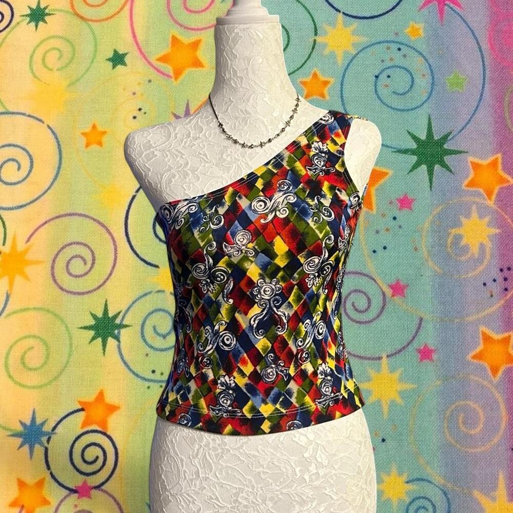 Vintage 90s one shoulder multicolored top